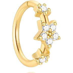 18G الأنف الدائري هوب الصلبة 925 فضة ستار تشيكوسلوفاكيا 1.0mm اللولب ثقب المجوهرات 14K مطلية بالذهب الرخ Daith الزنمة الغضروف القرط الأنف سلس النساء هدية in Kuwait