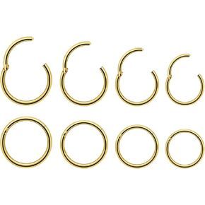 Dyknasz 8PCS Surgical Steel Hinged Clicker Segment Nose Rings Hoops Septum Lip Ring Hoop Cartilage Tragus Helix Sleeper Earrings Piercing Jewelry for Women Men 7mm 8mm 9mm 10mm 20G/18G/16G in Kuwait