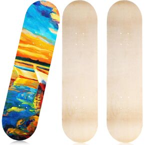 Honoson 16 Pcs Blank Skateboard Decks Bulk 32 x 8 Inch 7 Ply Maple Wooden Plain Skate Decks Natural Wood Double Tail Skateboard for Art Painting Wall Home Decoration in Saudi Arabia