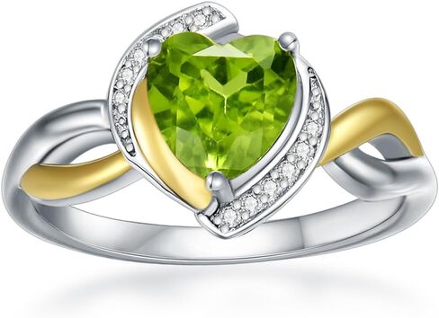 7mm Natural Genuine Peridot Ring for Engagement 925 Sterling Silver Heart Cut August Birthstone Ring in Kuwait