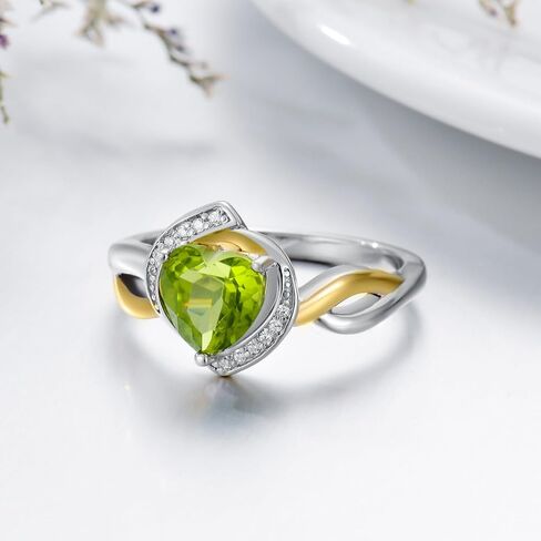 7mm Natural Genuine Peridot Ring for Engagement 925 Sterling Silver Heart Cut August Birthstone Ring in Kuwait