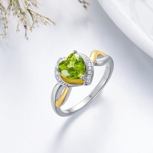 7mm Natural Genuine Peridot Ring for Engagement 925 Sterling Silver Heart Cut August Birthstone Ring in Kuwait