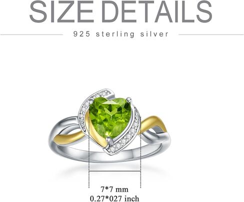 7mm Natural Genuine Peridot Ring for Engagement 925 Sterling Silver Heart Cut August Birthstone Ring in Kuwait