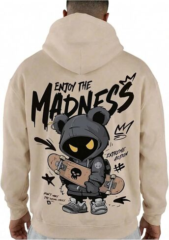 Men's letter graphic hoodies long sleeve pullover sweatshirts streetwear tops in Saudi Arabia