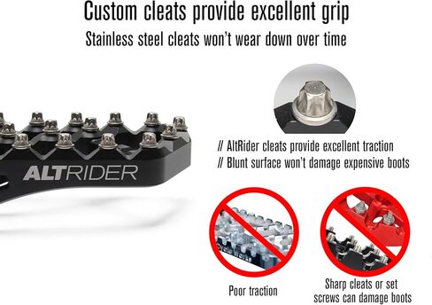 AltRider Adventure II Foot Pegs Compatible With Honda CRF1100 Africa Twin/ADV Sports - Heavy Duty Design - Boot Friendly, High Traction Cleats for Stability & Grip - Adjustable Camber & Height - Black in Saudi Arabia