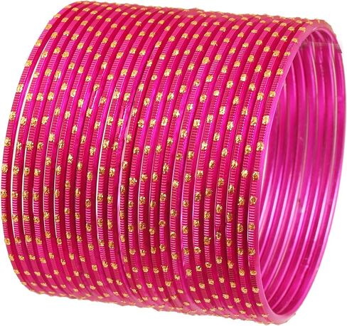 Touchstone Small Indian Bangles for Women Jewelry Indian Size Stackable chudiyan Colorful Fancy churi Set Metal Bracelets Jewellery Golden dots Vintage Textured Colors in Saudi Arabia
