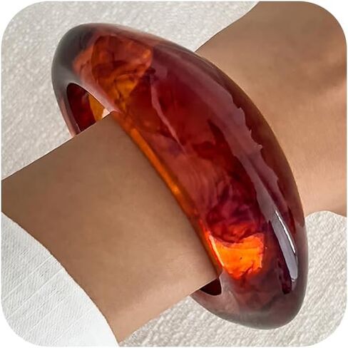 Brown Large Chunky Bangle Bracelets for Women Vintage Exquisite Wide Big Irregular Round Acrylic Resin Bangles Bracelet Party Jewelry Gift Accessories in Saudi Arabia