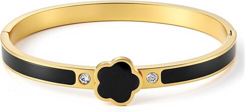 Fullrainbow Bible Verse Bracelet Religious Daily Bible Verse NFC Bracelet for Women, Gold Plated Bangle Bracelets with Black Enamel Flower Design and Crystal Accents (gold) in Saudi Arabia