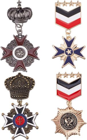 SUPERFINDINGS 4Pcs 4 Styles Military Hero Medals Brooch Pins Military Medals Badges Alloy Medal Army Pins for Honor Enamel Navy Badge Soldier Patriot Officer Uniform Brooches for Army Costume in Saudi Arabia