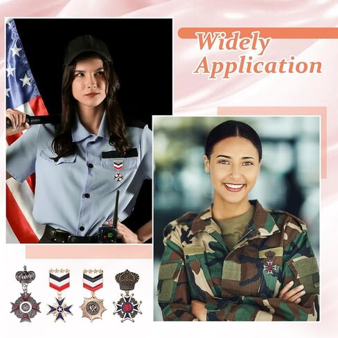 SUPERFINDINGS 4Pcs 4 Styles Military Hero Medals Brooch Pins Military Medals Badges Alloy Medal Army Pins for Honor Enamel Navy Badge Soldier Patriot Officer Uniform Brooches for Army Costume in Saudi Arabia