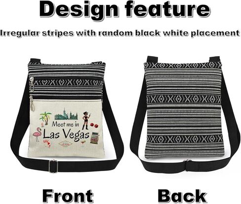 Las Vegas Theme Crossbody Bag Cityscape Print with Meet Me in Las Vegas Script and Casino Elements Adults Adjustable Strap Purse Fun Gift for Casino Lovers and Travel Enthusiasts in Saudi Arabia