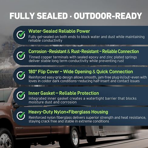 TREGEN 46102 شفرة متعددة السحب بـ 7 اتجاهات ومحول أسلاك مقطورة مسطحة بأربعة اتجاهات لسيارات Ford، GM، Ram، GMC Sierra، Grand Cherokee، موصل ضوء مقطورة مزدوج الإخراج، يتطلب مقبس USCAR 7-Pin in Saudi Arabia