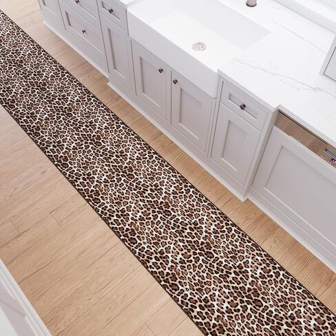 Ottomanson Runner Rug 2'7" x 6' – Soft Non-Slip Rug, Quick Dry Low Pile Carpet for Entryway, Kitchen, Hallway & Narrow Indoor Spaces, Leopard Print Brown in Saudi Arabia