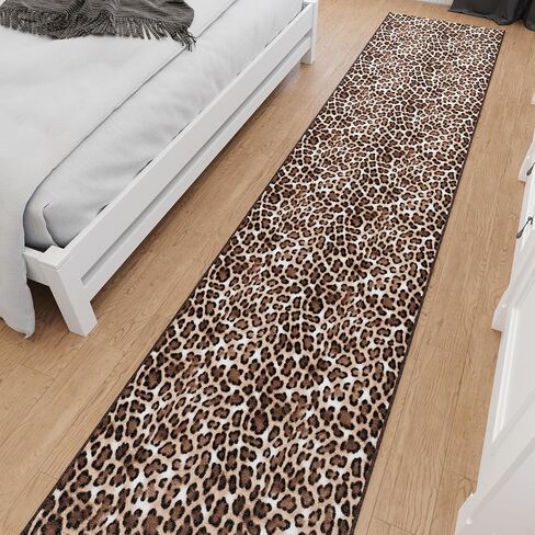 Ottomanson Runner Rug 2'7" x 6' – Soft Non-Slip Rug, Quick Dry Low Pile Carpet for Entryway, Kitchen, Hallway & Narrow Indoor Spaces, Leopard Print Brown in Saudi Arabia