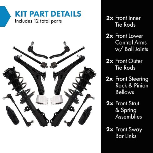 TRQ Front Steering & Suspension Kit Compatible with 2017-2019 Cadillac XT5 2017-2023 GMC Acadia in Saudi Arabia