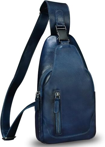 حقيبة ظهر من الجلد الطبيعي من LRTO مصنوعة يدويًا للتنزه سيرًا على الأقدام وحقيبة ظهر للدراجة النارية بتصميم عتيق فوق الكتف ومحفظة للصدر in Kuwait