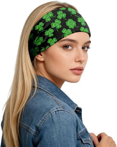 St. Patrick's Day Headband Shamrock Sweatbands Yoga Running Sports Hairband Workout Headband Turban for Women Men in Saudi Arabia