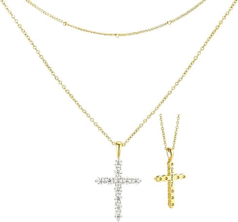 1.1ct Moissanite Cross Necklace for Women Faith Pendant with D Color Moissanite Stones and Layered Chains Christian Gifts Sterling Silver Jewelry for Her Wife Daughter Granddaughter Mom Grandma Anniversary Christmas Birthday Mothers Day in Saudi Arabia