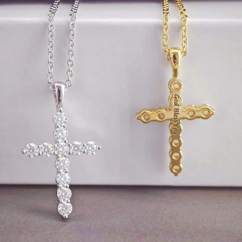 1.1ct Moissanite Cross Necklace for Women Faith Pendant with D Color Moissanite Stones and Layered Chains Christian Gifts Sterling Silver Jewelry for Her Wife Daughter Granddaughter Mom Grandma Anniversary Christmas Birthday Mothers Day in Saudi Arabia