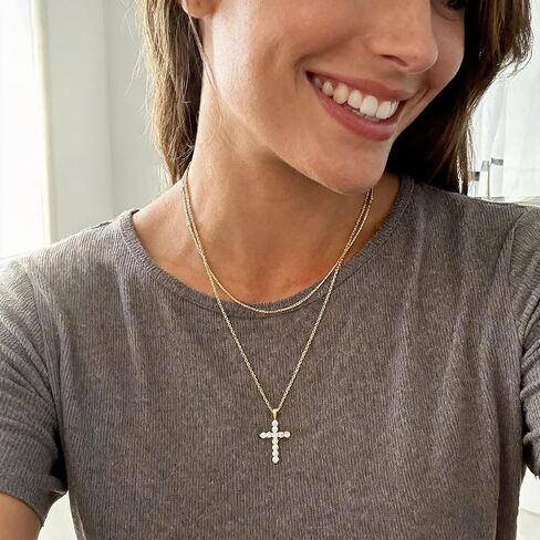 1.1ct Moissanite Cross Necklace for Women Faith Pendant with D Color Moissanite Stones and Layered Chains Christian Gifts Sterling Silver Jewelry for Her Wife Daughter Granddaughter Mom Grandma Anniversary Christmas Birthday Mothers Day in Saudi Arabia