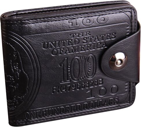 Men's Genuine Leather Billfold Wallet US Dollar Bill Size with Credit Card & Photo Holder (Black) in Saudi Arabia