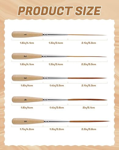 EORTA 5pcs Professional Long Liner Brushes, Extra Long Fine Tip Detail Brush Set for Acrylic Watercolor Oil, Precision Script Liner for Watercolor, Gouache, Acrylic Inking, Lettering, Scroll Outlining in Saudi Arabia