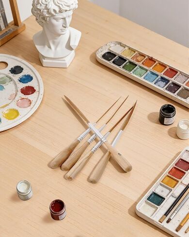 EORTA 5pcs Professional Long Liner Brushes, Extra Long Fine Tip Detail Brush Set for Acrylic Watercolor Oil, Precision Script Liner for Watercolor, Gouache, Acrylic Inking, Lettering, Scroll Outlining in Saudi Arabia