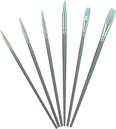 6 Pcs Acrylic Paints Brush Set, Watercolor Brush Nylon Hair Brushes for Paint Oil Painting Round Flat Art Paint Brushes Kit for Beginners with 2/4/6/8/10/¼ Sizes(Pink) in Saudi Arabia