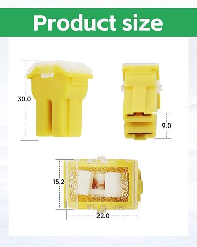 2PCS 60 Amp Fuse Yellow, Replace for 927-3060 9273060 MU840018 82211FC160 90982-08218, FLF-60 Plug Cartridge Fuse Compatible with Toyota Subaru Ford Mitsubishi etc Vehicles (60 AMP) in Saudi Arabia
