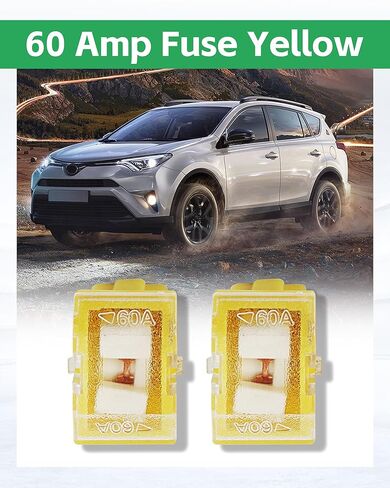 2PCS 60 Amp Fuse Yellow, Replace for 927-3060 9273060 MU840018 82211FC160 90982-08218, FLF-60 Plug Cartridge Fuse Compatible with Toyota Subaru Ford Mitsubishi etc Vehicles (60 AMP) in Saudi Arabia