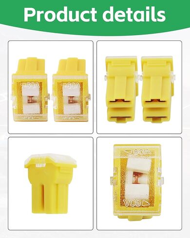 2PCS 60 Amp Fuse Yellow, Replace for 927-3060 9273060 MU840018 82211FC160 90982-08218, FLF-60 Plug Cartridge Fuse Compatible with Toyota Subaru Ford Mitsubishi etc Vehicles (60 AMP) in Saudi Arabia