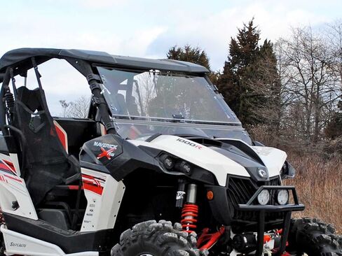 SuperATV مقاوم للخدش 3 في 1 زجاج أمامي بفتحات تهوية لـ Can-Am Maverick، MAX، Turbo، Turbo MAX (انظر الملاءمة)، سهل التركيب، مصنوع من البولي كربونات 1/4 بوصة أقوى 250 مرة من الزجاج، صنع في الولايات المتحدة الأمريكية in Saudi Arabia