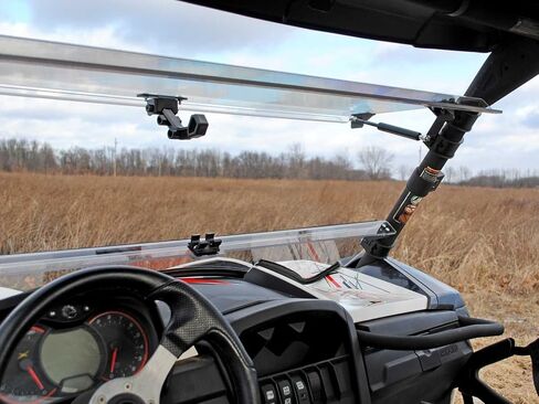 SuperATV مقاوم للخدش 3 في 1 زجاج أمامي بفتحات تهوية لـ Can-Am Maverick، MAX، Turbo، Turbo MAX (انظر الملاءمة)، سهل التركيب، مصنوع من البولي كربونات 1/4 بوصة أقوى 250 مرة من الزجاج، صنع في الولايات المتحدة الأمريكية in Saudi Arabia