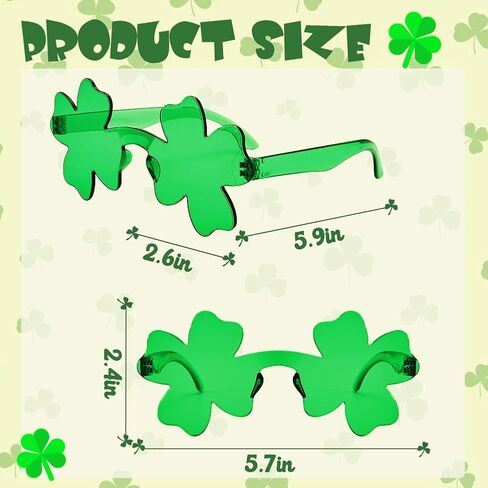UMEELR 12 PCS St. Patrick's Day Shamrock Sunglasses, St Pattys Green Clover Glasses, Green Irish Photo Props Costume Accessories for Women and Men Leprechaun Party Supplies in Saudi Arabia