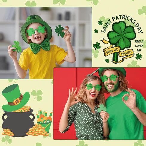 UMEELR 12 PCS St. Patrick's Day Shamrock Sunglasses, St Pattys Green Clover Glasses, Green Irish Photo Props Costume Accessories for Women and Men Leprechaun Party Supplies in Saudi Arabia