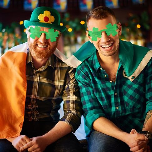 UMEELR 12 PCS St. Patrick's Day Shamrock Sunglasses, St Pattys Green Clover Glasses, Green Irish Photo Props Costume Accessories for Women and Men Leprechaun Party Supplies in Saudi Arabia