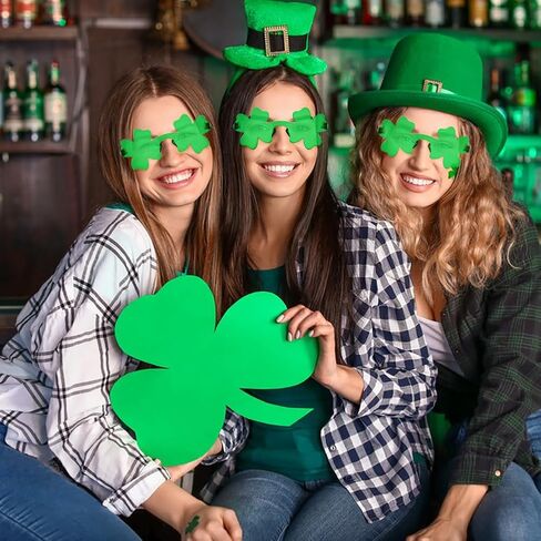UMEELR 12 PCS St. Patrick's Day Shamrock Sunglasses, St Pattys Green Clover Glasses, Green Irish Photo Props Costume Accessories for Women and Men Leprechaun Party Supplies in Saudi Arabia