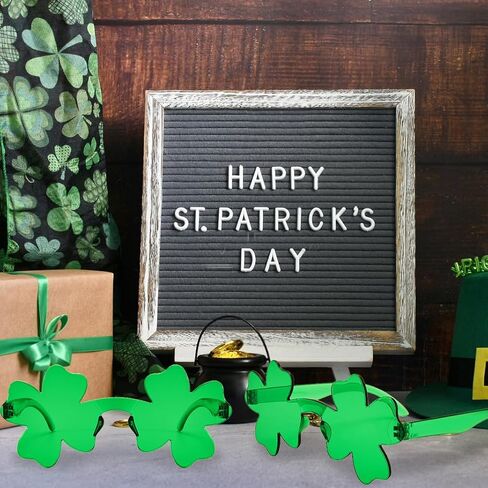 UMEELR 12 PCS St. Patrick's Day Shamrock Sunglasses, St Pattys Green Clover Glasses, Green Irish Photo Props Costume Accessories for Women and Men Leprechaun Party Supplies in Saudi Arabia