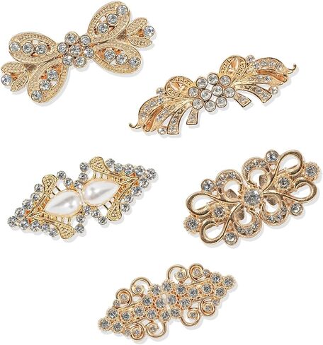 5 PCS Vintage Sweater Clips Cloak Clasp Retro Shawl Clips for Women Cloak Brooches Shawl Pins,Cinch Rhinestone Shawl Sweater Clips to Hold Sweater Together（Gold） in Saudi Arabia