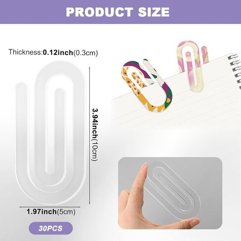 30 حزمة من مشابك ورق الأكريليك الفارغة، 4 × 2 مشابك ورق ضخمة لنقل الحرارة بتصميم DIY، إشارات مرجعية من الأكريليك للمدرسة، المكتب، المنزل، هدية in Kuwait
