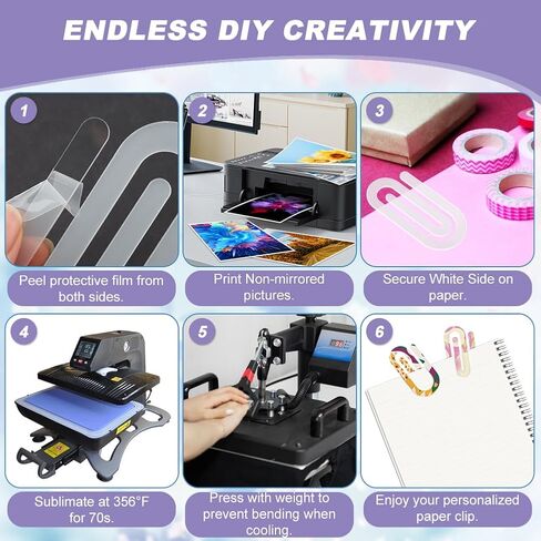 30 حزمة من مشابك ورق الأكريليك الفارغة، 4 × 2 مشابك ورق ضخمة لنقل الحرارة بتصميم DIY، إشارات مرجعية من الأكريليك للمدرسة، المكتب، المنزل، هدية in Kuwait