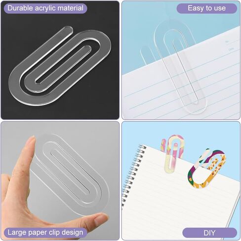 30 حزمة من مشابك ورق الأكريليك الفارغة، 4 × 2 مشابك ورق ضخمة لنقل الحرارة بتصميم DIY، إشارات مرجعية من الأكريليك للمدرسة، المكتب، المنزل، هدية in Kuwait