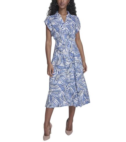 Tommy Hilfiger Womens Cap Sleeve Chambray Fit and Flare Midi Dress in Saudi Arabia