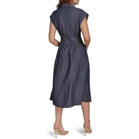 Tommy Hilfiger Womens Cap Sleeve Chambray Fit and Flare Midi Dress in Saudi Arabia