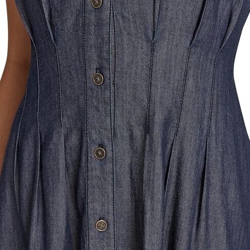 Tommy Hilfiger Womens Cap Sleeve Chambray Fit and Flare Midi Dress in Saudi Arabia