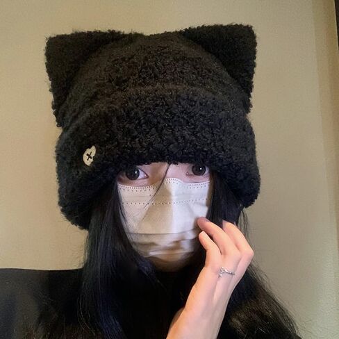 Women's Beanie hat cat Ear Plush hat Autumn and Winter Cute Warm Ear Protection Plush hat Winter hat in Saudi Arabia