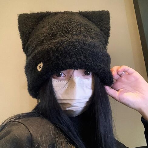 Women's Beanie hat cat Ear Plush hat Autumn and Winter Cute Warm Ear Protection Plush hat Winter hat in Saudi Arabia