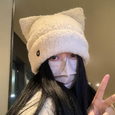 Women's Beanie hat cat Ear Plush hat Autumn and Winter Cute Warm Ear Protection Plush hat Winter hat in Saudi Arabia