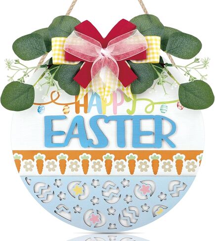 TOARTi He is Risen إكليل علامة الباب الأمامي لعيد الفصح (11.4 بوصة × 11.4 بوصة)، لوحة معلقة على الحائط المسيحي الريفي، ديكور باب خشبي للمنزل الديني للمزرعة لهدية عيد الفصح in Saudi Arabia