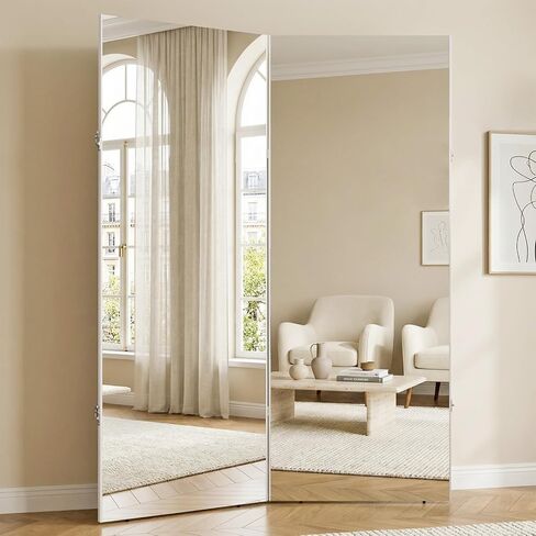 مرآة نانو ميرور موفرة للمساحة بزاوية 360 درجة قابلة للطي بطول كامل، مقاس 63 بوصة × 47 بوصة، كبيرة جدًا مثبتة على الحائط، تصميم قابل للطي وقابل للكسر لصالة الألعاب الرياضية المنزلية، واليوجا، والرقص، واستوديو اللياقة البدنية، باللون الأبيض in Kuwait